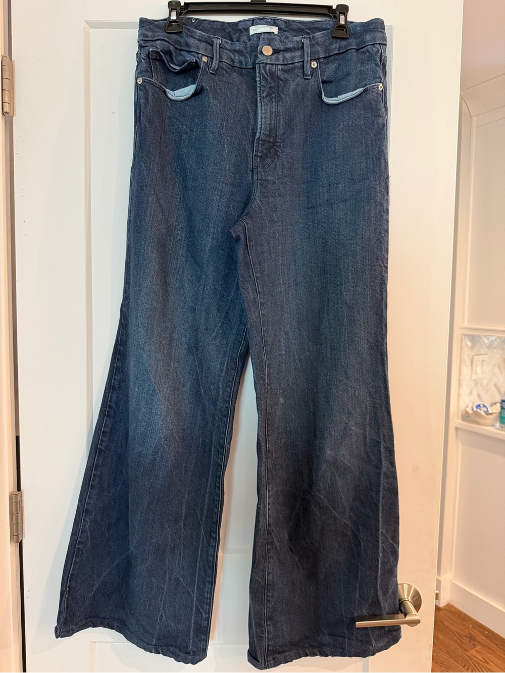 Good American women’s Wide-Leg Dark Blue Jeans size 12